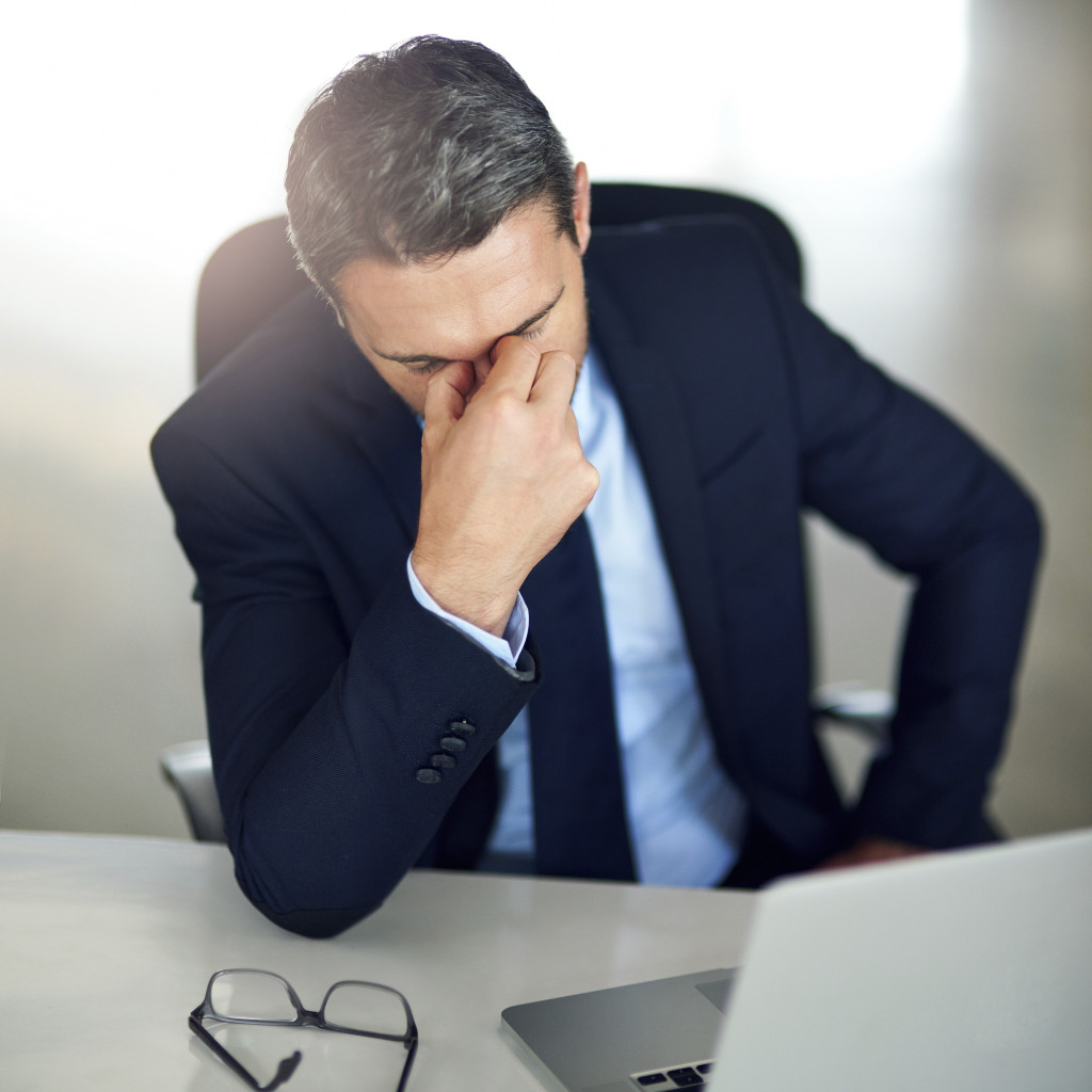 Man looking very stressed